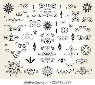 Set of  decorative elements for design isolated, editable. From the largest and best collection of decorative elements .