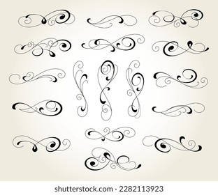 Set von dekorativen Elementen für Design einzeln, editierbar. Aus der größten und besten Kollektion dekorativer Elemente .