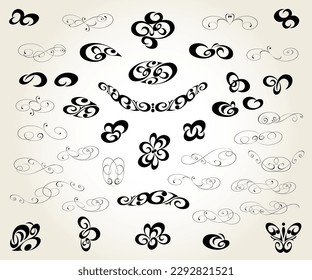Set of  decorative elements for design isolated, editable. From the largest and best collection of decorative elements .