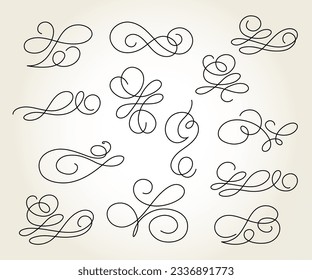 Set of  decorative elements for design isolated, editable. From the largest and best collection of decorative elements .Illustration for book, greeting card, wedding invitation, Valentines Day.