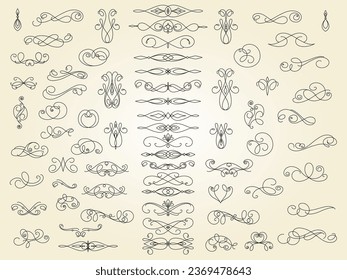 Set of  decorative elements for design isolated, editable. From the largest and best collection of decorative elements .Linear design.