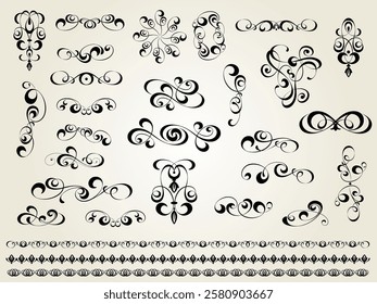 Set of  decorative elements for design isolated, editable. From the largest and best collection of decorative elements .