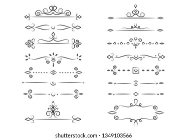 Set of decorative elements for design. Vector, vintage, antique style.