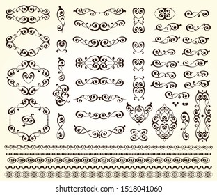 Set of decorative elements. Dividers ,framework.