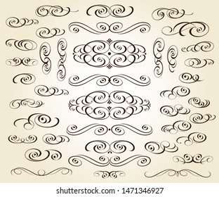 Set of decorative elements. Dividers.Vector illustration.