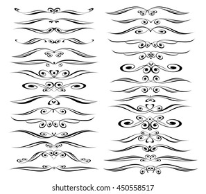 Set of decorative elements. Dividers.Vector illustration.Black white. 
