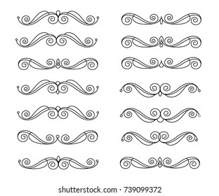 Set of decorative elements. Dividers.Vector illustration.Black .