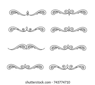 Set of decorative elements. Dividers.Vector illustration.Black .