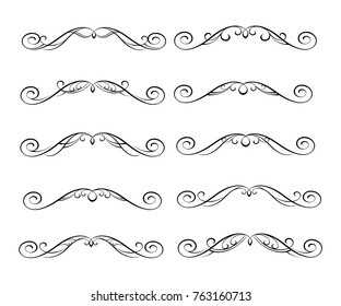 Set of decorative elements. Dividers.Vector illustration.Black .