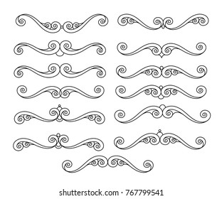 Set of decorative elements. Dividers.Vector illustration.Black .