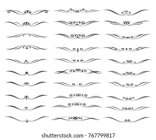 Set of decorative elements. Dividers.Vector illustration.Black .