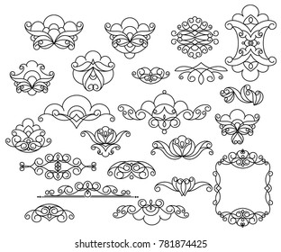 Set of decorative elements. Dividers.Vector illustration.Black .