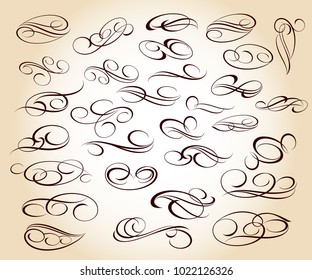 Set of decorative elements. Dividers.Vector illustration.Well built for easy editing.For calligraphy graphic design, postcard, menu, wedding invitation, romantic style.