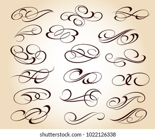 Set of decorative elements. Dividers.Vector illustration.Well built for easy editing.For calligraphy graphic design, postcard, menu, wedding invitation, romantic style.