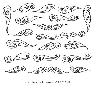 Set of decorative elements. Dividers.Vector illustration.Well built for easy editing.For calligraphy graphic design, postcard, menu, wedding invitation, romantic style.