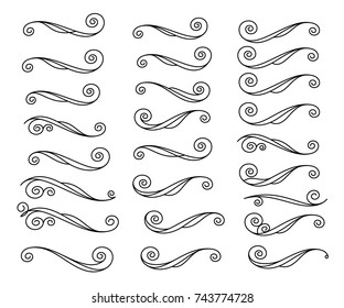 Set of decorative elements. Dividers.Vector illustration.Well built for easy editing.For calligraphy graphic design, postcard, menu, wedding invitation, romantic style.