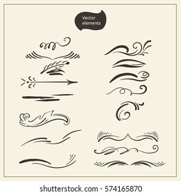 Set of decorative elements for an elegant design. Calligraphic vector for cards, invitations.