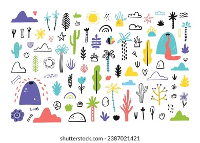 Set of decorative elements era of dinosaurs