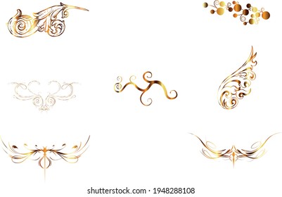 Set of decorative elements. Floral and Florida vignettes