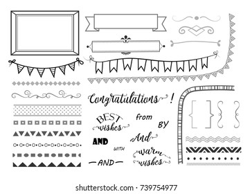 set of decorative elements for greetings and invitation cards design
