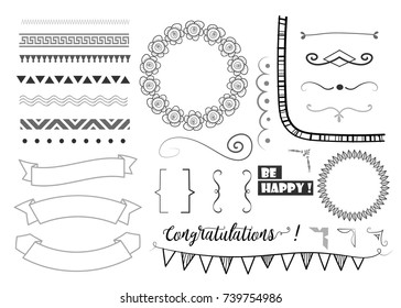 set of decorative elements for greetings and invitation cards design