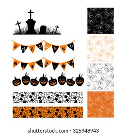 Set of decorative elements for halloween. Vector illustration