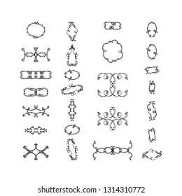 set of decorative elements. hand-drawn vector illustration on white background