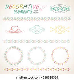 Set of decorative elements with heart