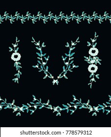 Set of decorative elements with mistletoe plant
