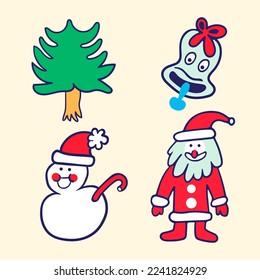 set of decorative elements for new year and christmas