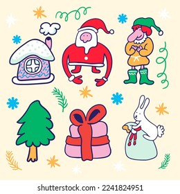 set of decorative elements for new year and christmas