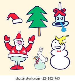 set of decorative elements for new year and christmas