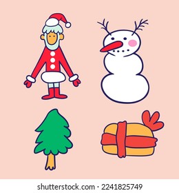 set of decorative elements for new year and christmas