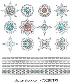 Set of decorative elements on white background