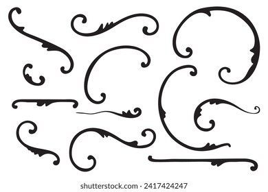 Conjunto de elementos decorativos. Colección florística de ornamentos. Vector.