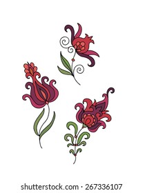 Set of decorative elements - pomegranate flowers