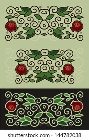 Set of decorative elements with pomegranates