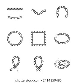 Set of decorative elements of the rope vector illustration