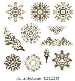 Set of decorative elements - rosettes, ribbons, lace