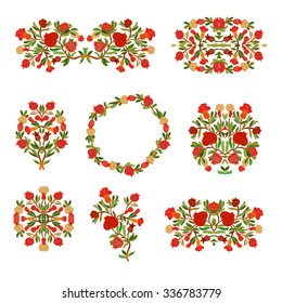 Set of decorative elements (rosettes, ribbons, vignettes)