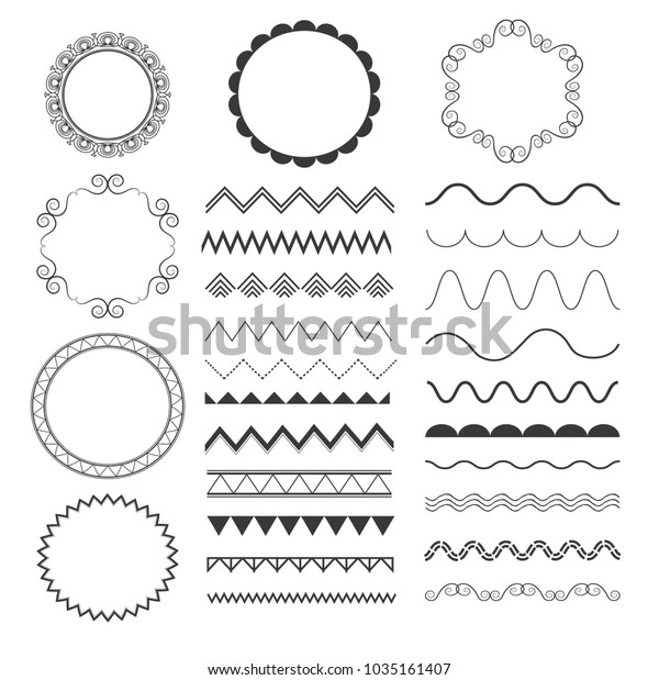 set of\
decorative elements. round frames and\
borders
