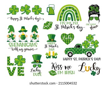 Eine Reihe dekorativer Elemente für den St. Patricks-Tag. Vektorgrafiken