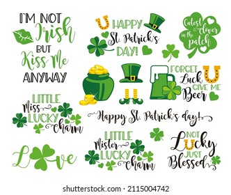 A set of decorative elements for St Patricks day. Vector Illustrations