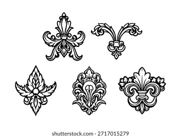 set of decorative elements in the style of Baroque
