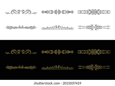 set of decorative elements. vector illustration on white and dark background
