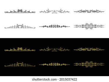 set of decorative elements. vector illustration on white and dark background

