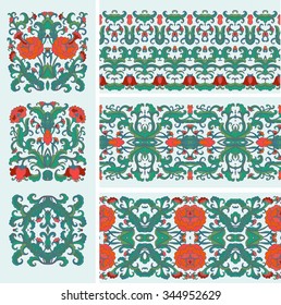 Set or decorative elements - vignettes, ornamental ribbons