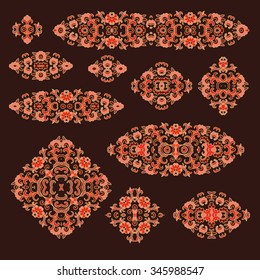 Set or decorative elements - vignettes, ornamental ribbons