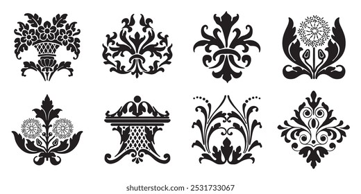 Set of decorative elements. Vintage decor floral collection