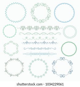 	
set of decorative elements. wreaths and borders